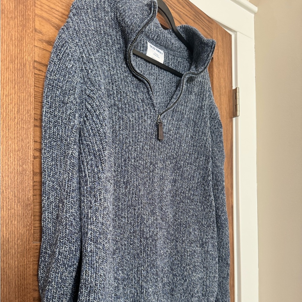 Old Navy Gray Quarter Zip Knit Sweater XL 14-16 Cozy Pullover